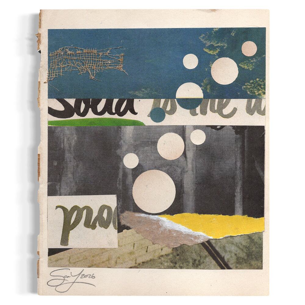Original Mixed Media Modern Art Collage "Skintle" 5.25x6.75" Signed